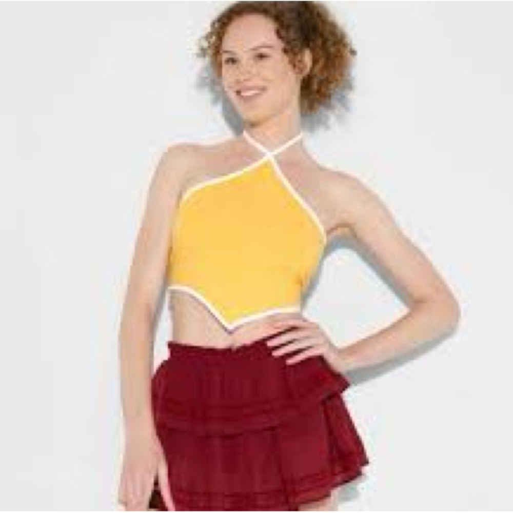 Yellow Halter Crop Top